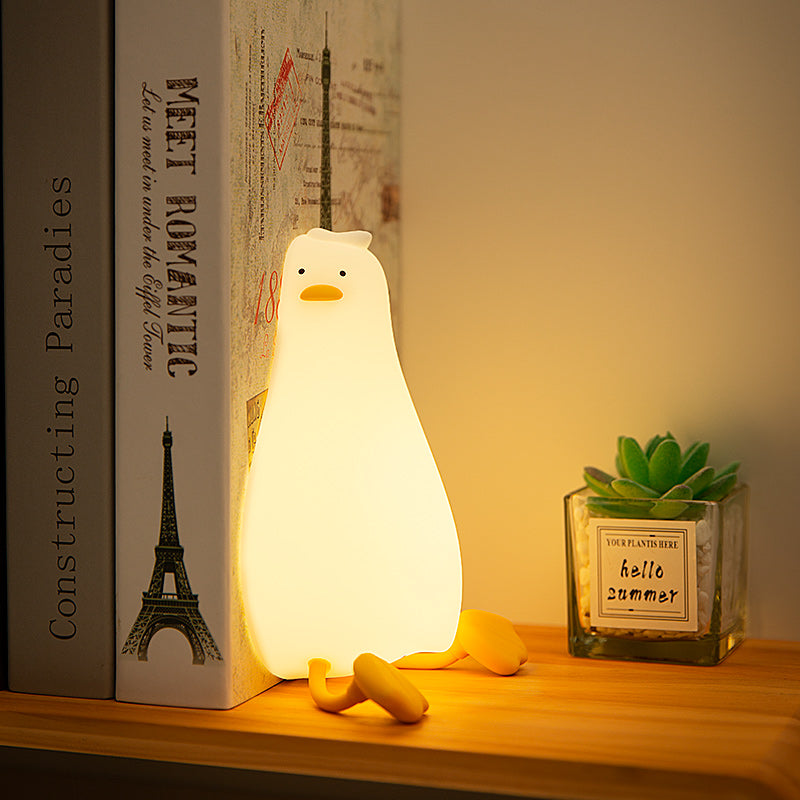 Adorable Lie Flat Duck LED Night Light - Smart Dimming Table Lamp for Kids' Bedside - Perfect Sleep Companion & Gift!